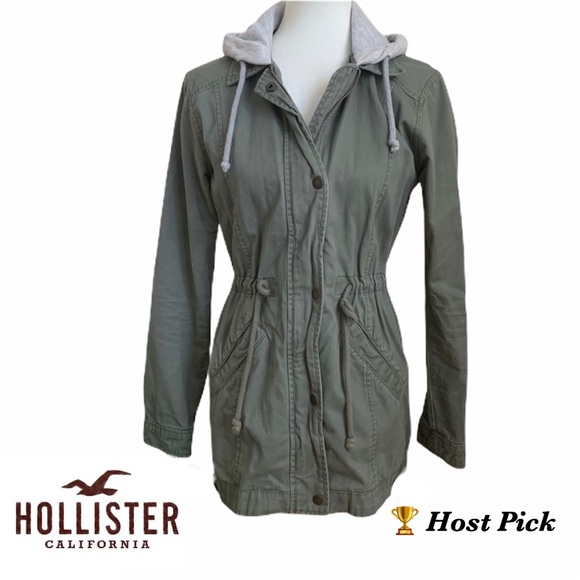 Hollister Jackets & Blazers - Hollister Green Utility Cargo Hooded Jacket